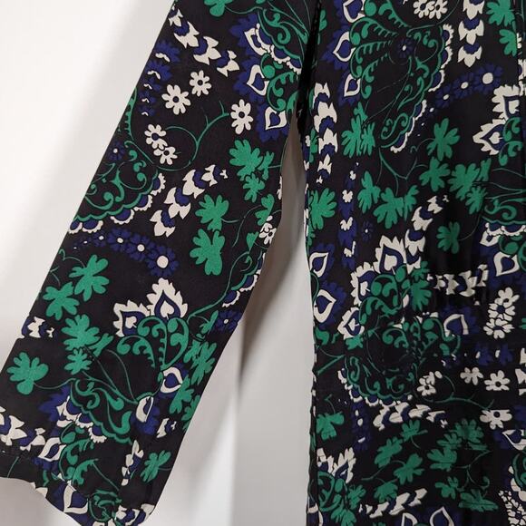 Veronica Beard Elm Silk Shirtdress V-Neck Pleated Green Floral Size 2 Preowned - Picture 8 of 13